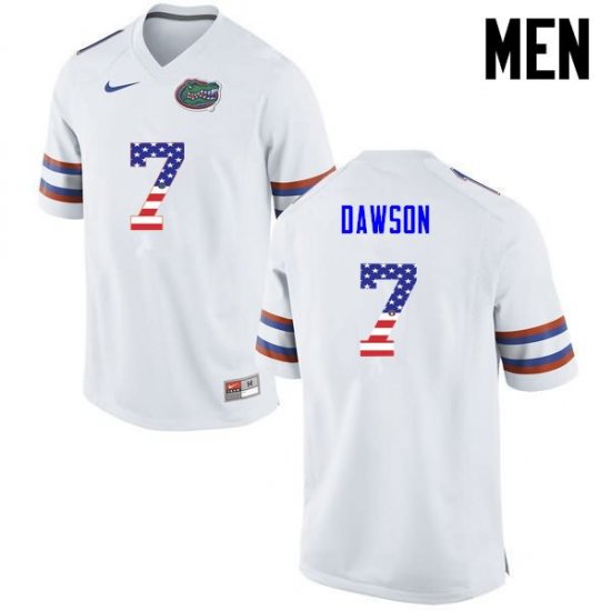 Men's Florida Gators #7 Duke Dawson NCAA Nike White USA Flag Fashion Authentic Stitched College Football Jersey DYG4662GG